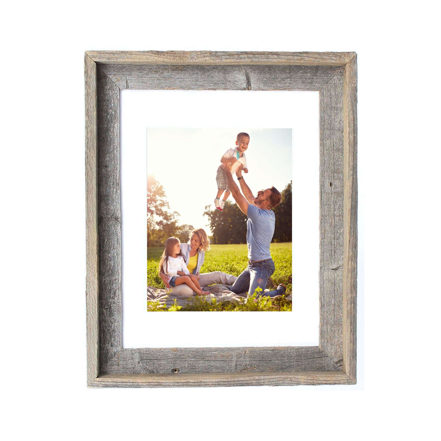 16" x 20" Gray And Brown Distressed Solid Wood Hanging Picture Frame with Mat-3