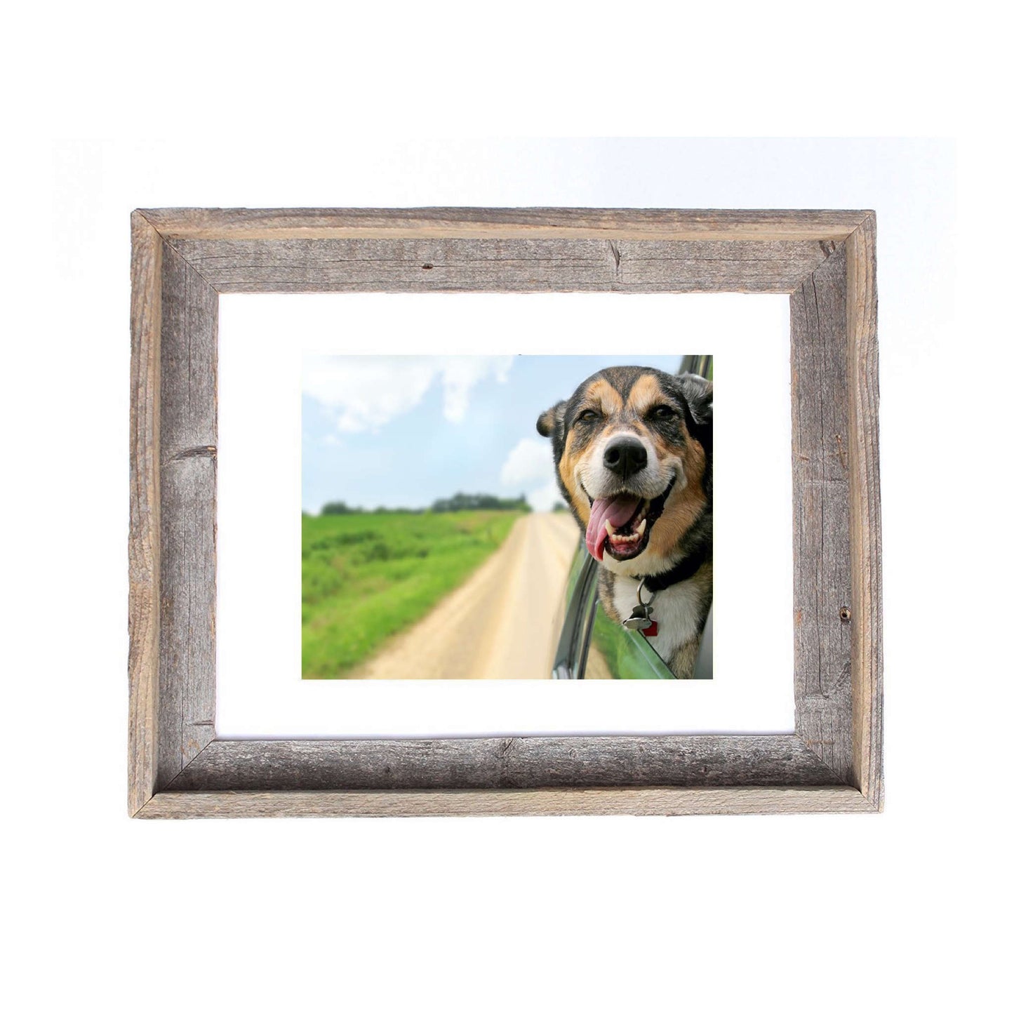 16" x 20" Gray And Brown Distressed Solid Wood Hanging Picture Frame with Mat-4