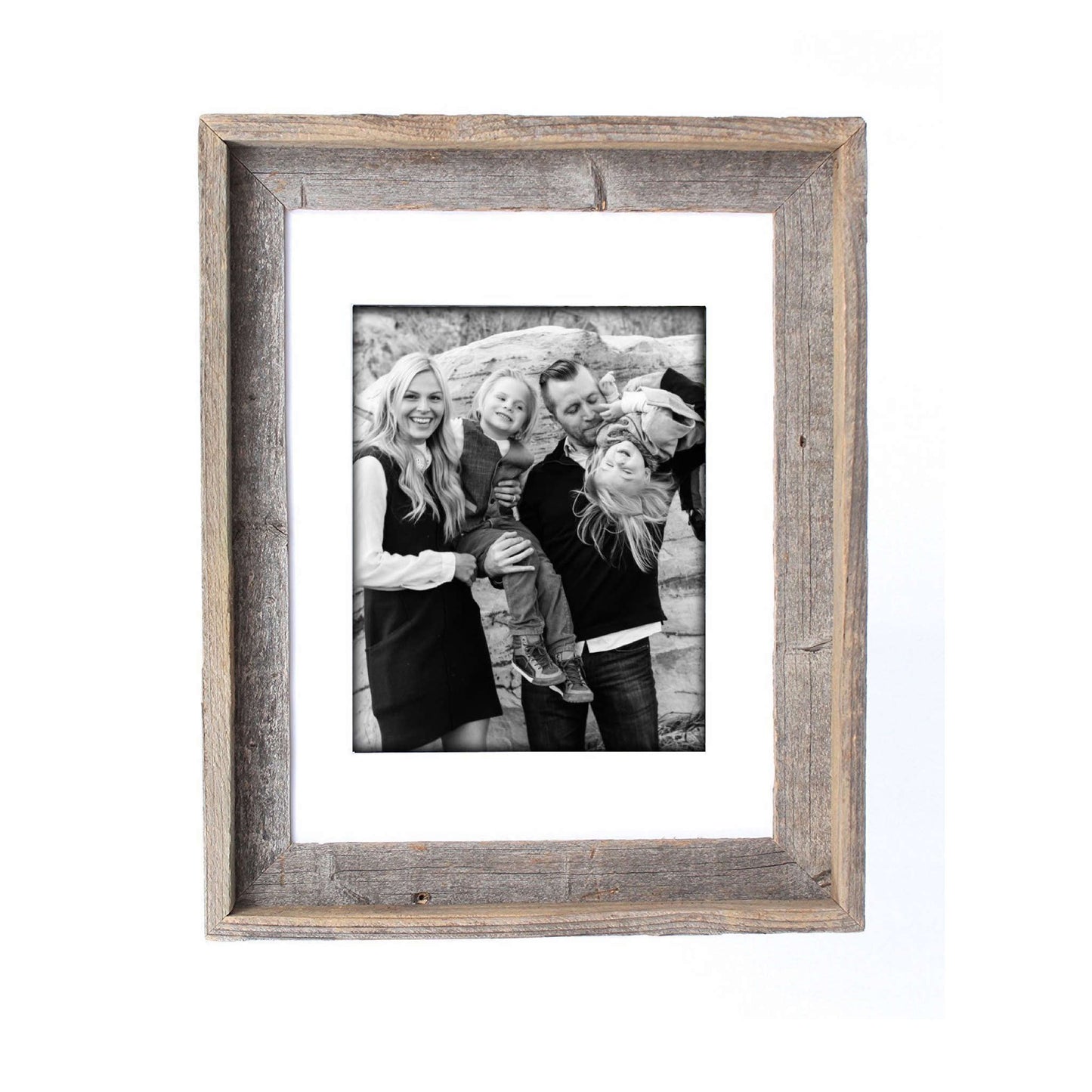 16" x 20" Gray And Brown Distressed Solid Wood Hanging Picture Frame with Mat-6