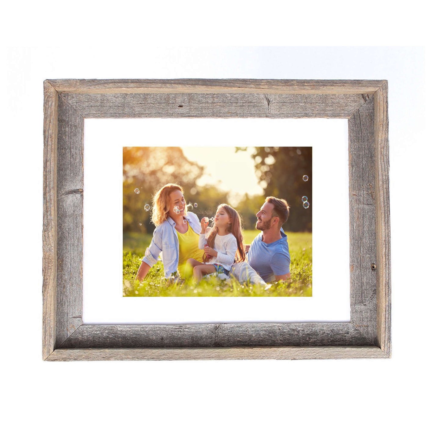 16" x 20" Gray And Brown Distressed Solid Wood Hanging Picture Frame with Mat-5