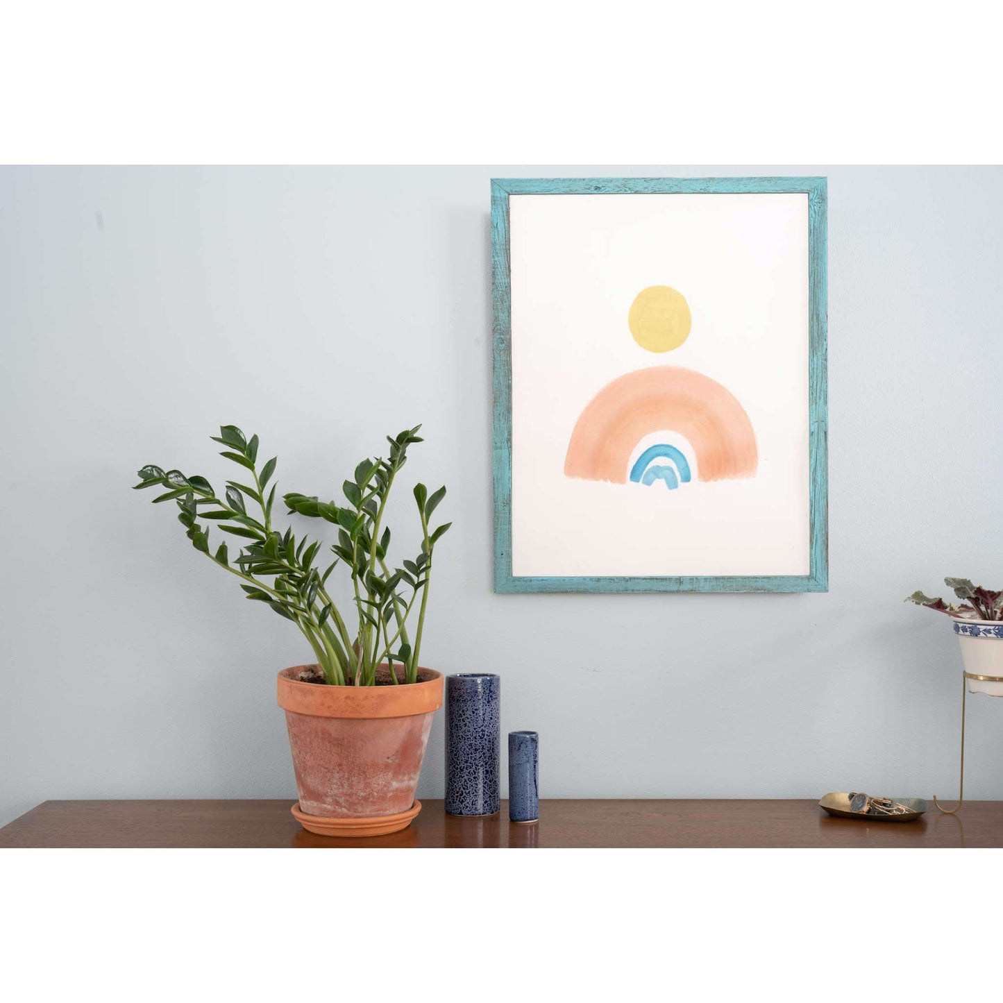 4" x 4" Blue Solid Wood Tabletop Picture Frame-3
