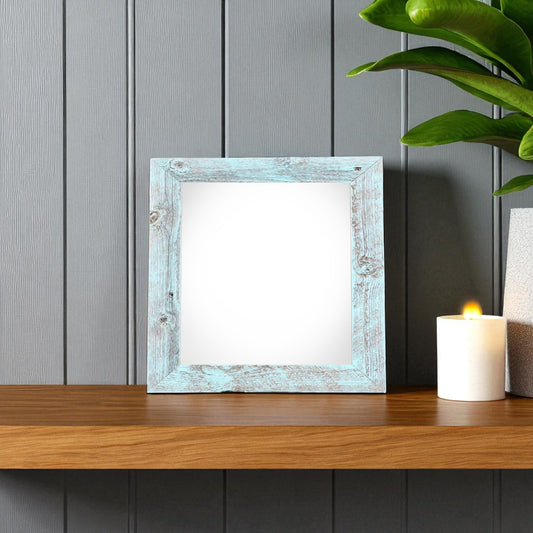 4" x 4" Blue Solid Wood Tabletop Picture Frame-0